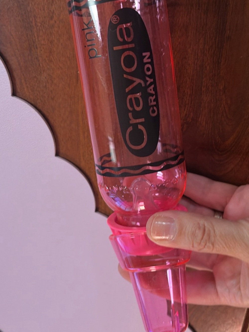 New Vintage 1990 Munchkin Baby Bottle Crayola theme. Pink. Clear. Collectible